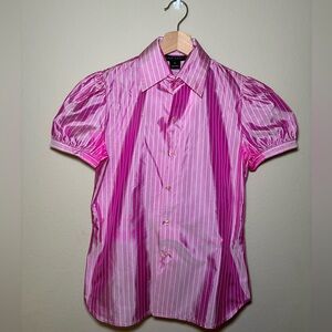 Women’s size 8 black Label Ralph Lauren pink & white striped silk cap sleeve
